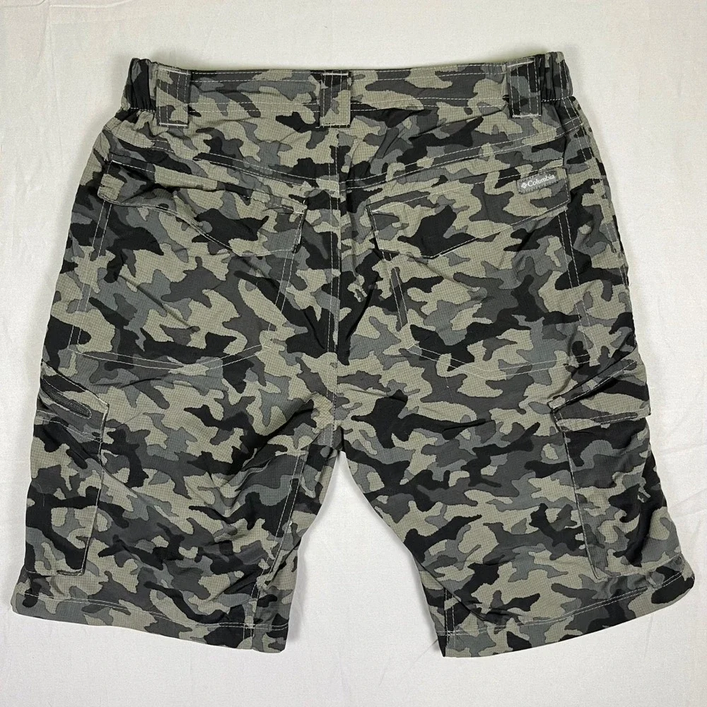 Columbia Youth Boys Cargo Shorts Size S 6/7 Gray Camo Mesh Lined AM4723